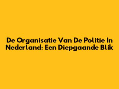 De Organisatie Van De Politie In Nederland: Een Diepgaande Blik