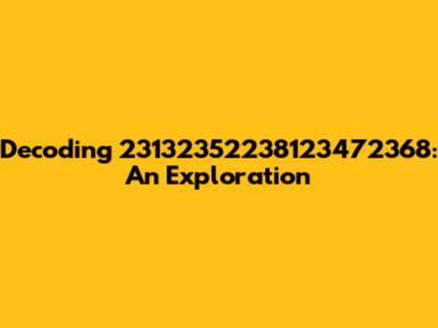 Decoding 23132352238123472368: An Exploration
