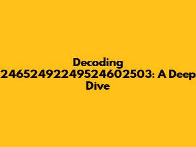 Decoding 24652492249524602503: A Deep Dive