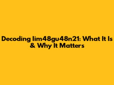Decoding Iim48gu48n21: What It Is & Why It Matters