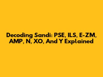 Decoding Sandi: PSE, ILS, E-ZM, AMP, N, XO, And Y Explained