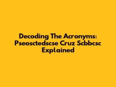 Decoding The Acronyms: Pseosctedscse Cruz Scbbcsc Explained