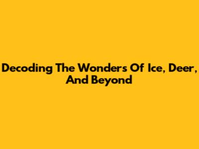 Decoding The Wonders Of Ice, Deer, And Beyond