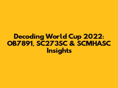 Decoding World Cup 2022: OB7891, SC273SC & SCMHASC Insights