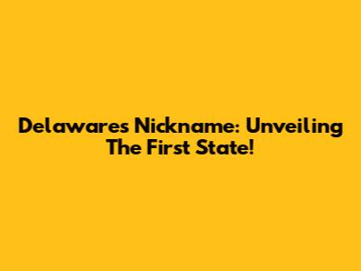 Delaware's Nickname: Unveiling The First State!