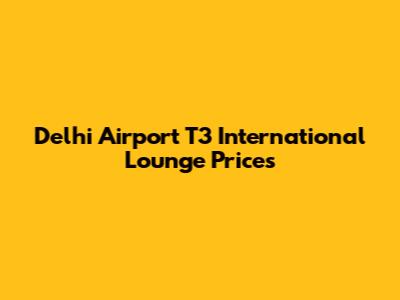 Delhi Airport T3 International Lounge Prices