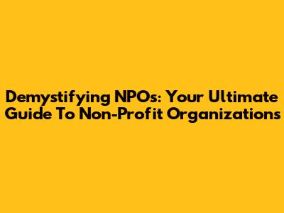 Demystifying NPOs: Your Ultimate Guide To Non-Profit Organizations