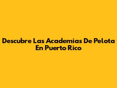 Descubre Las Academias De Pelota En Puerto Rico