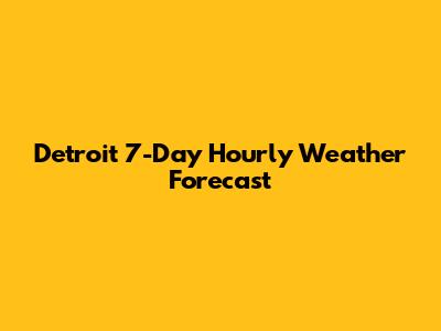Detroit 7-Day Hourly Weather Forecast
