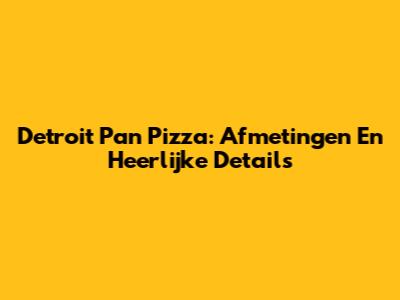 Detroit Pan Pizza: Afmetingen En Heerlijke Details