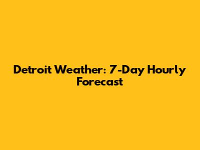 Detroit Weather: 7-Day Hourly Forecast