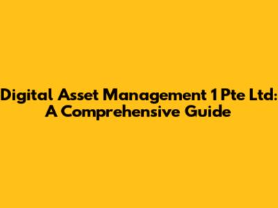 Digital Asset Management 1 Pte Ltd: A Comprehensive Guide