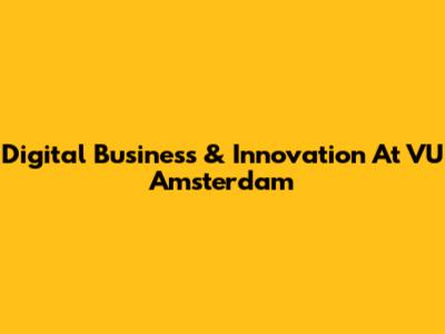 Digital Business & Innovation At VU Amsterdam