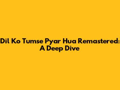 Dil Ko Tumse Pyar Hua Remastered: A Deep Dive