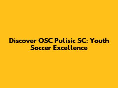 Discover OSC Pulisic SC: Youth Soccer Excellence