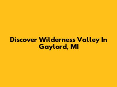 Discover Wilderness Valley In Gaylord, MI
