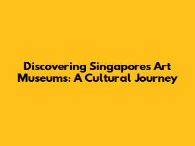 Discovering Singapore's Art Museums: A Cultural Journey