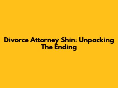 Divorce Attorney Shin: Unpacking The Ending