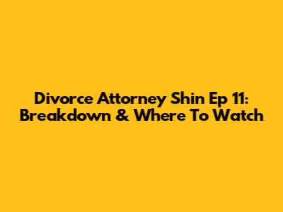 Divorce Attorney Shin Ep 11: Breakdown & Where To Watch