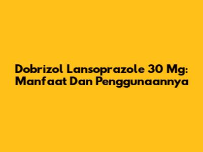 Dobrizol Lansoprazole 30 Mg: Manfaat Dan Penggunaannya