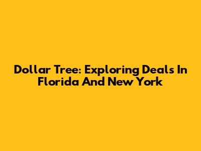 Dollar Tree: Exploring Deals In Florida And New York