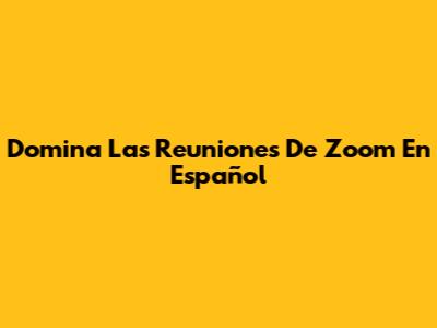 Domina Las Reuniones De Zoom En Español