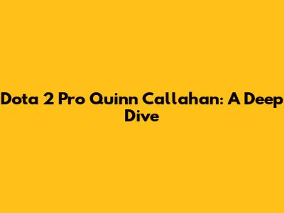 Dota 2 Pro Quinn Callahan: A Deep Dive