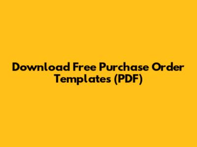 Download Free Purchase Order Templates (PDF)