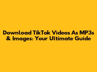 Download TikTok Videos As MP3s & Images: Your Ultimate Guide