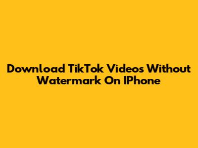 Download TikTok Videos Without Watermark On IPhone