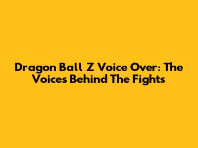 Dragon Ball Z Voice Over: The Voices Behind The Fights