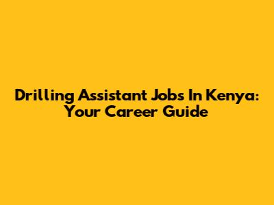 Drilling Assistant Jobs In Kenya: Your Career Guide