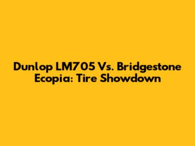 Dunlop LM705 Vs. Bridgestone Ecopia: Tire Showdown