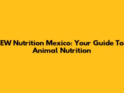 EW Nutrition Mexico: Your Guide To Animal Nutrition