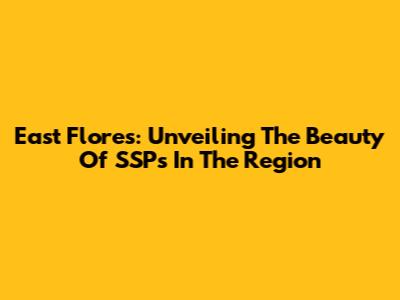 East Flores: Unveiling The Beauty Of SSPs In The Region