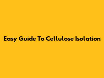 Easy Guide To Cellulose Isolation