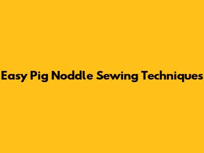 Easy Pig Noddle Sewing Techniques