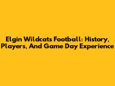 Elgin Wildcats Football: History, Players, And Game Day Experience