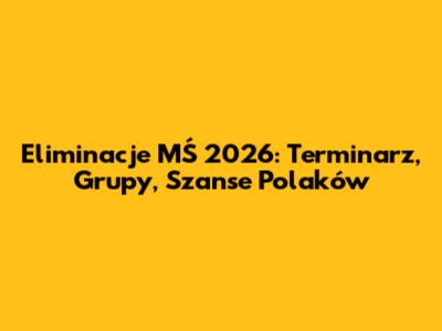 Eliminacje MŚ 2026: Terminarz, Grupy, Szanse Polaków