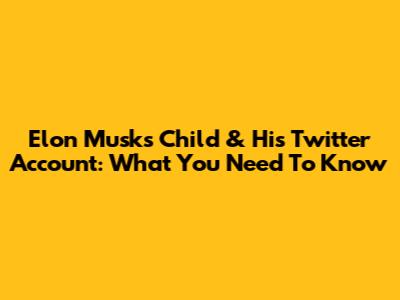 Elon Musk's Child & His Twitter Account: What You Need To Know