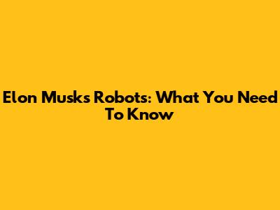 Elon Musk's Robots: What You Need To Know