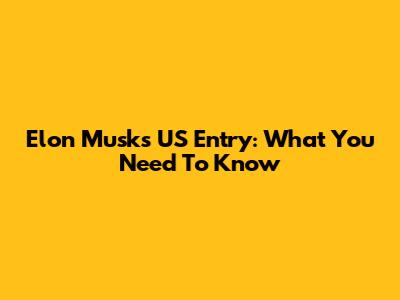 Elon Musk's US Entry: What You Need To Know