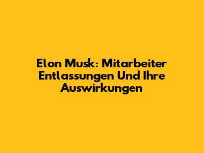 Elon Musk: Mitarbeiter Entlassungen Und Ihre Auswirkungen