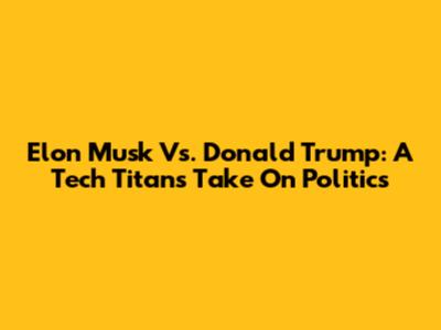 Elon Musk Vs. Donald Trump: A Tech Titan's Take On Politics