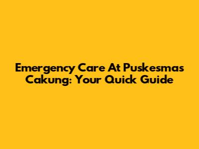 Emergency Care At Puskesmas Cakung: Your Quick Guide