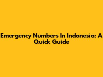 Emergency Numbers In Indonesia: A Quick Guide