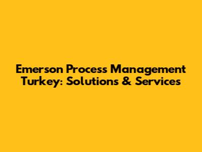 Emerson Process Management Turkey: Solutions & Services