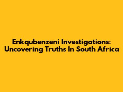 Enkqubenzeni Investigations: Uncovering Truths In South Africa