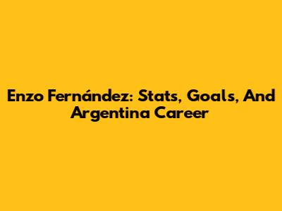Enzo Fernández: Stats, Goals, And Argentina Career