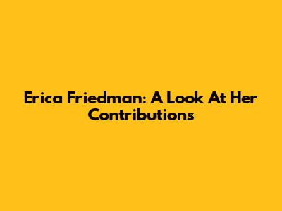 Erica Friedman: A Look At Her Contributions